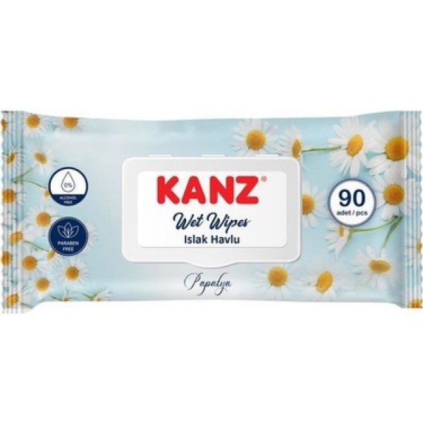 KANZ ISLAK HAVLU 90LI SEÇENEK  SENSİTİVE BABY-PAPATYA-GÜL-NATUREL-LAVANTA 