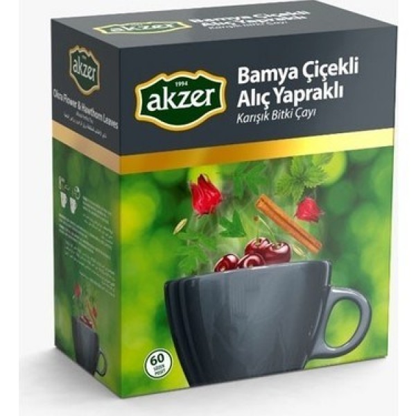 AKZER KARIŞIK BİTKİ ÇAYI  BAMYA ÇİÇEKLİ ALIÇ YAPRAKLI 60LI  2 G*60: 120GR