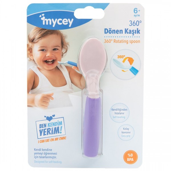 MYCEY  360' DÖNEN KAŞIK  6+AY MOR-PEMBE RENKLER  6202--6200