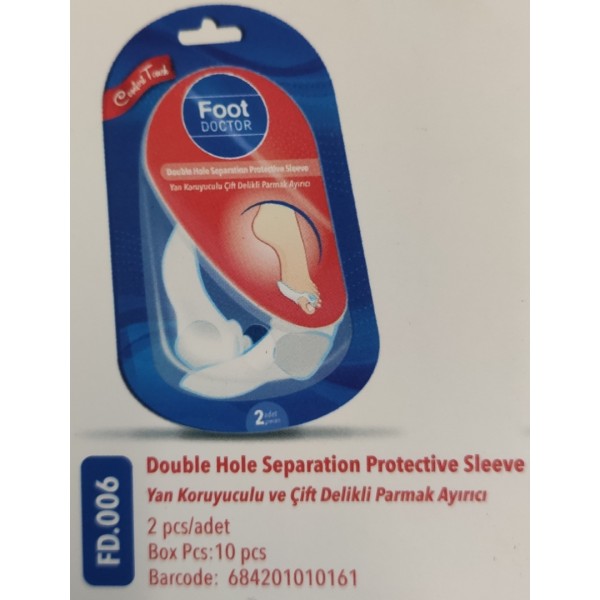 DOCTOR FOOT YAN KORUYUCU ÇİFT DELİKLİ PARMAK AYIRICI 2Lİ PK.İÇİ  FD 0006