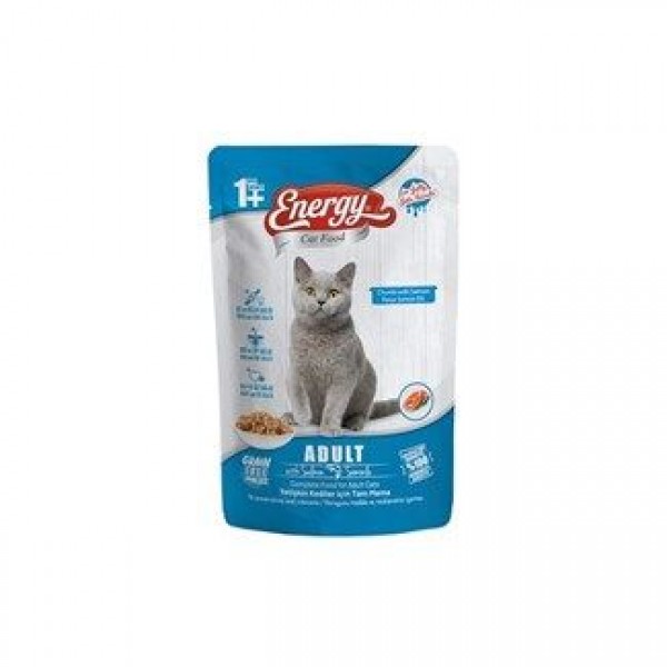 ENERGY POUCH YAŞ MAMASI YETİŞKİN KEDİ  85GR  PARÇA SOMON ETLİ