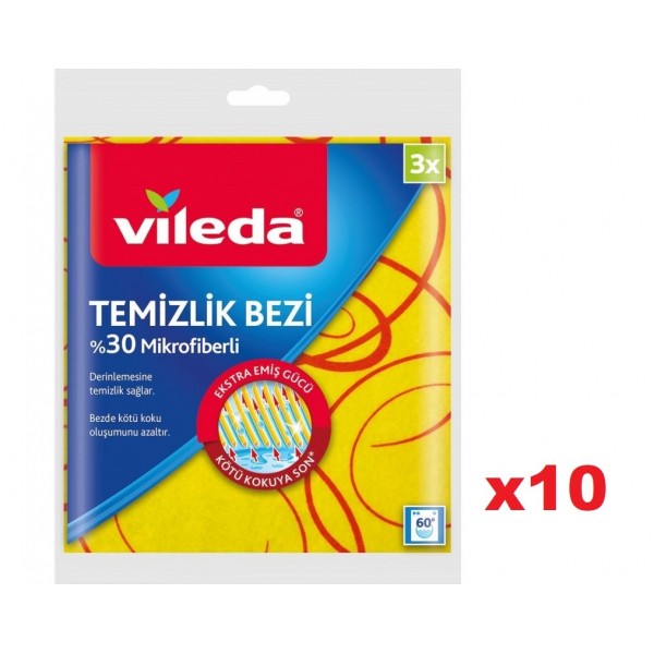 VİLEDA   %30 Mikrofiber 3 Lü Temizlik Bezi  