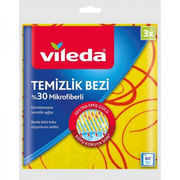 VİLEDA   %30 Mikrofiber 3 Lü Temizlik Bezi  