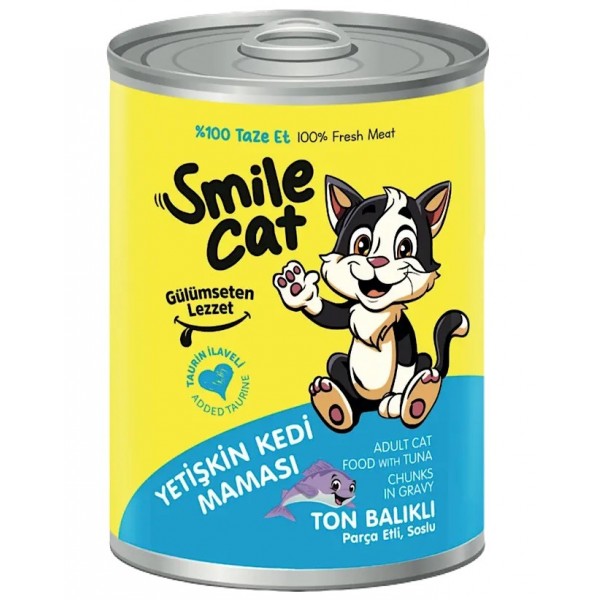 SMİLE CAT  YETİŞKİN KEDİ KONSERVE YAŞ MAMA 400GR TON BALIKLI