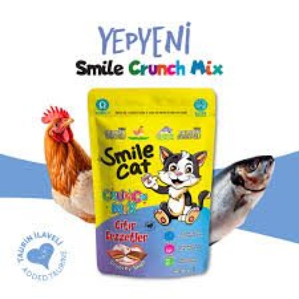 SMİLE CAT  CRUNCH MIX ÇITIR LEZZETLER 60GR TAVUKLU SOMONLU